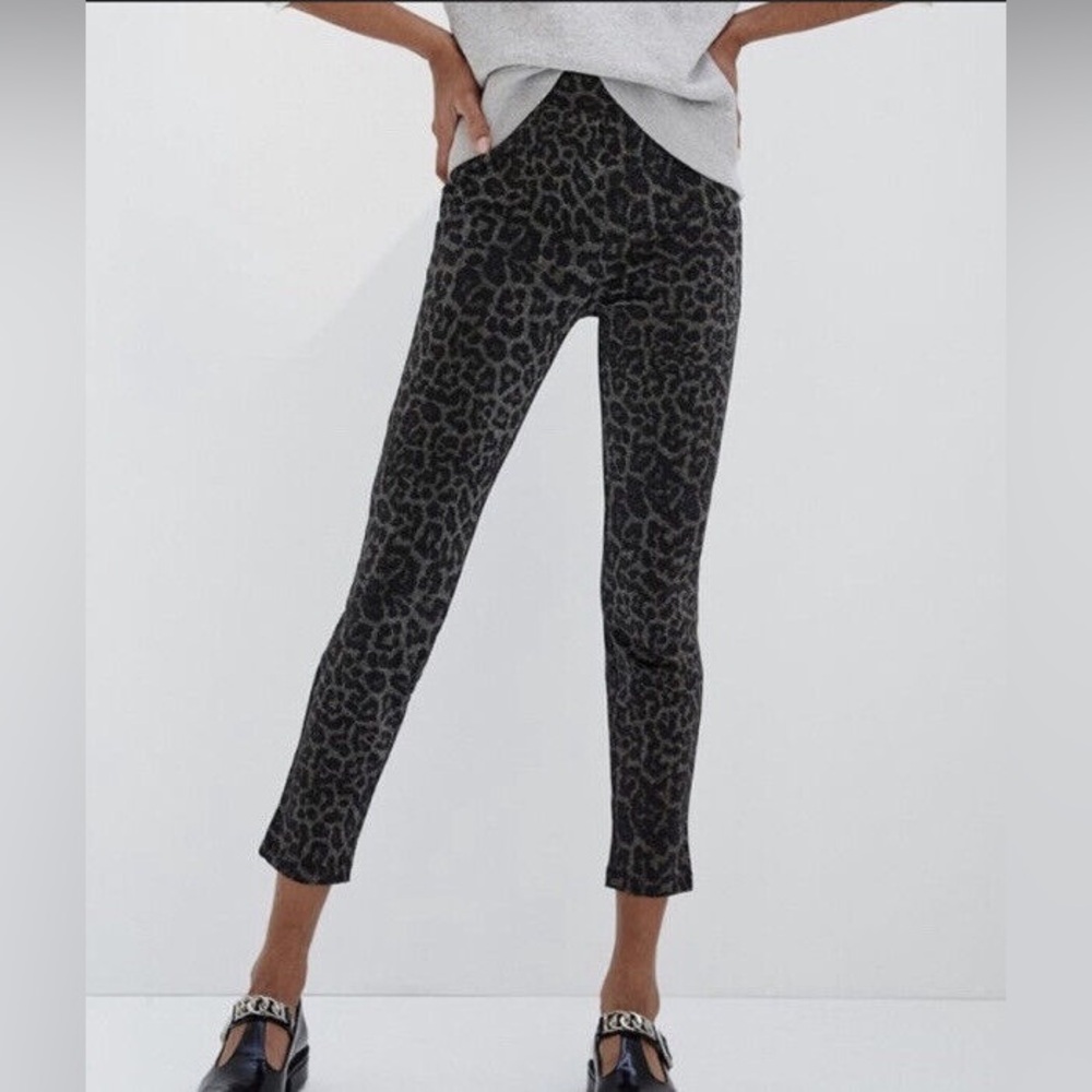 Anthropologie Black Leopard Print Leggings